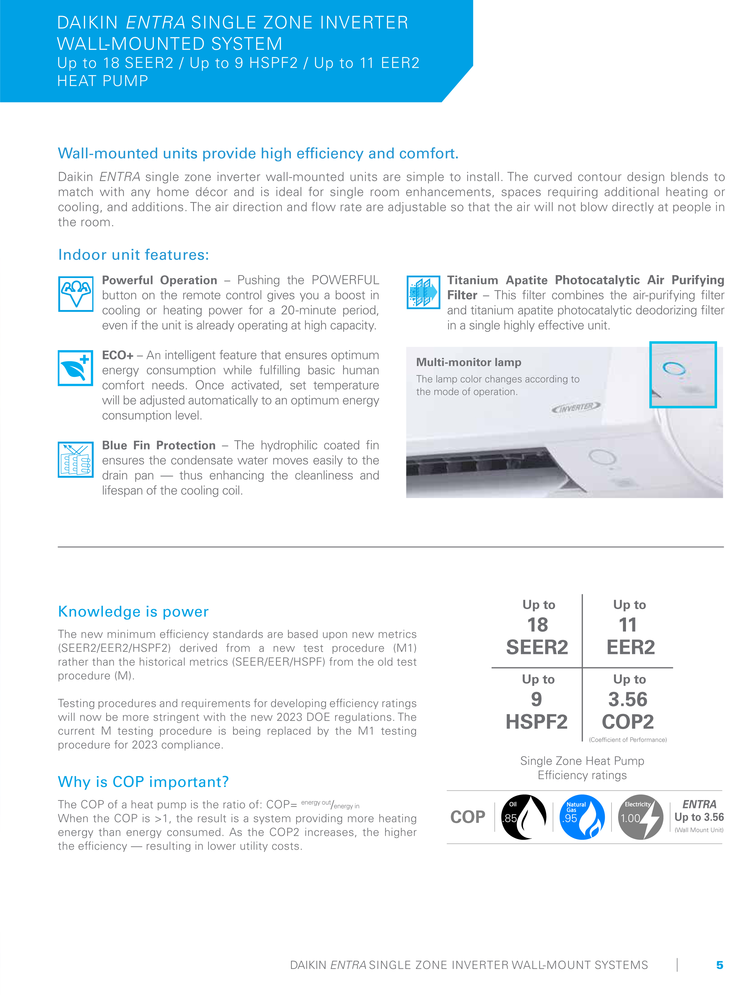 Mini Split 24,000 BTU Daikin Entra Series 18 SEER2 Heat Pump System RXB24BXVJU, FTXB24BXVJU
